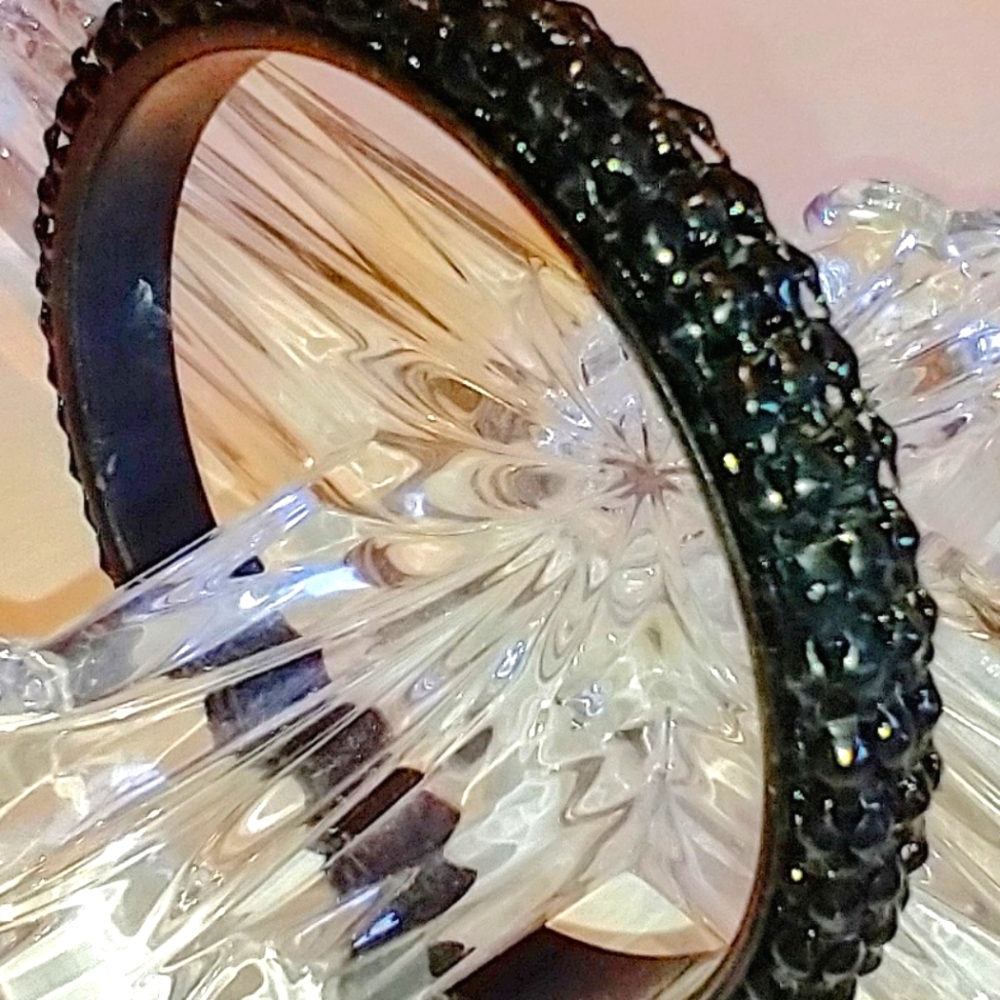 Vintage Metal Bangle Bracelet Large Black